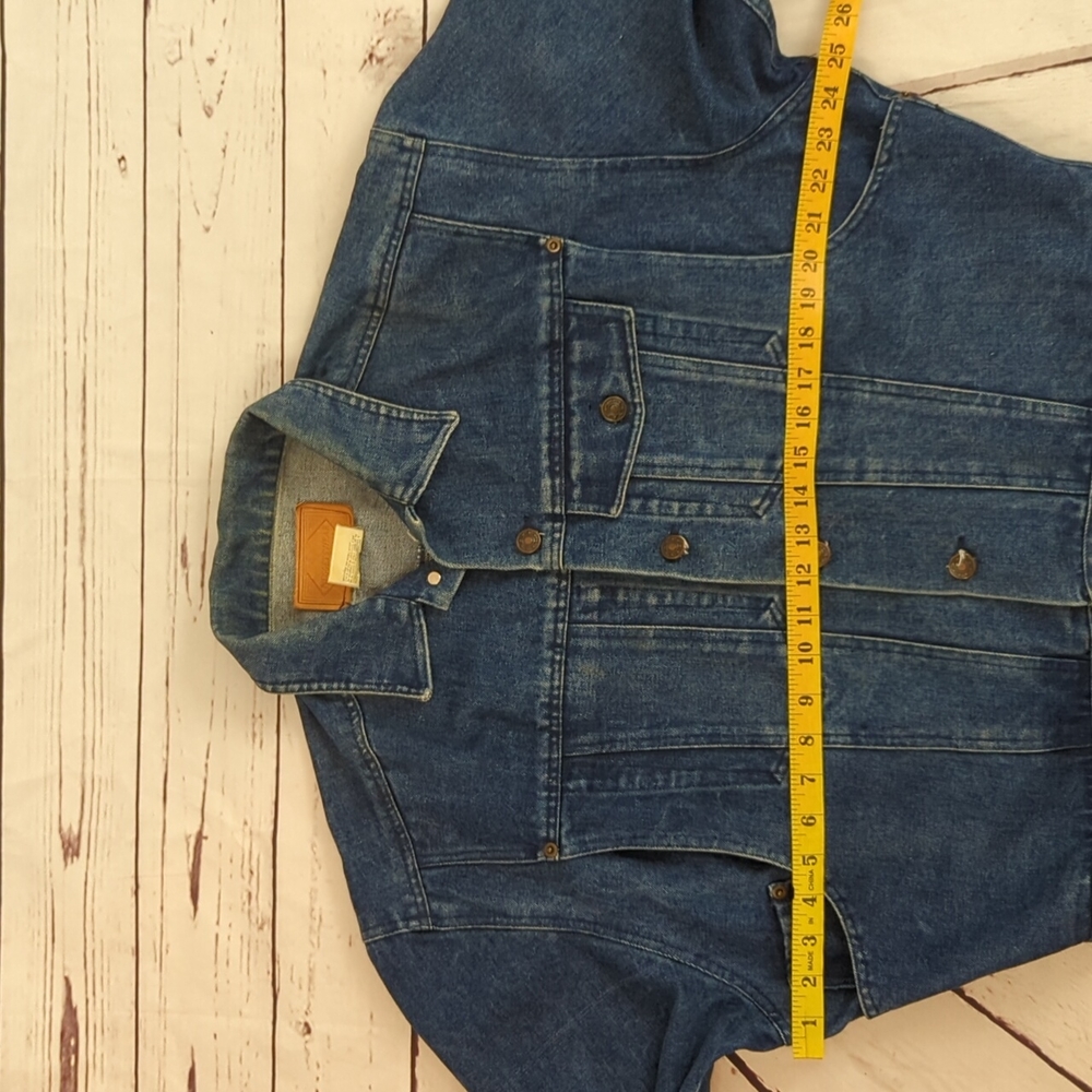 Vintage Nuggetswear oversized cropped blue denim jean jacket, sz Med - Picture 8 of 16
